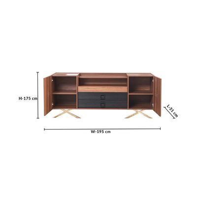 Roma Dining Sideboard-Walnut / Gold