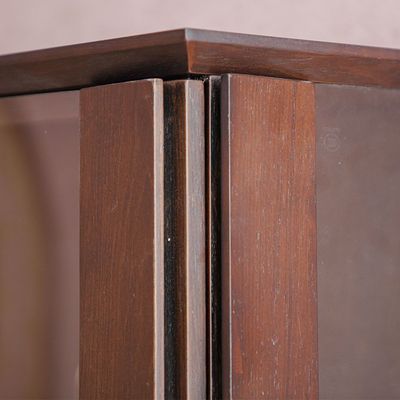 Merriton 2-Door Display Cabinet - Walnut - With 2-Year Warranty