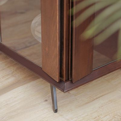 Merriton 2-Door Display Cabinet - Walnut - With 2-Year Warranty