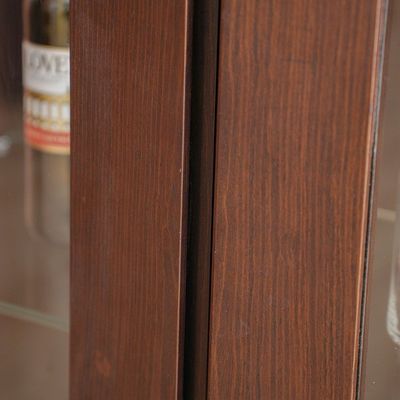 Merriton 2-Door Display Cabinet - Walnut - With 2-Year Warranty