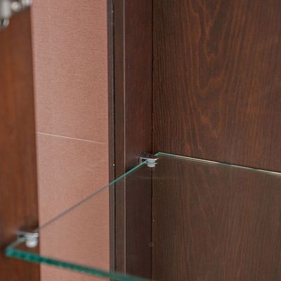 Merriton 2-Door Display Cabinet - Walnut - With 2-Year Warranty