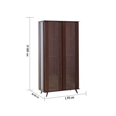 Merriton 2-Door Display Cabinet - Walnut - With 2-Year Warranty