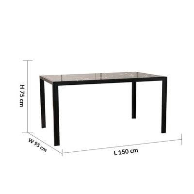 Rhian 1+6 Dining Set-Grey / Black Marble