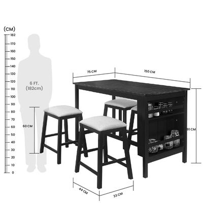 Redmond 1+4 Counter Table - Antique Oak / Black / Cream