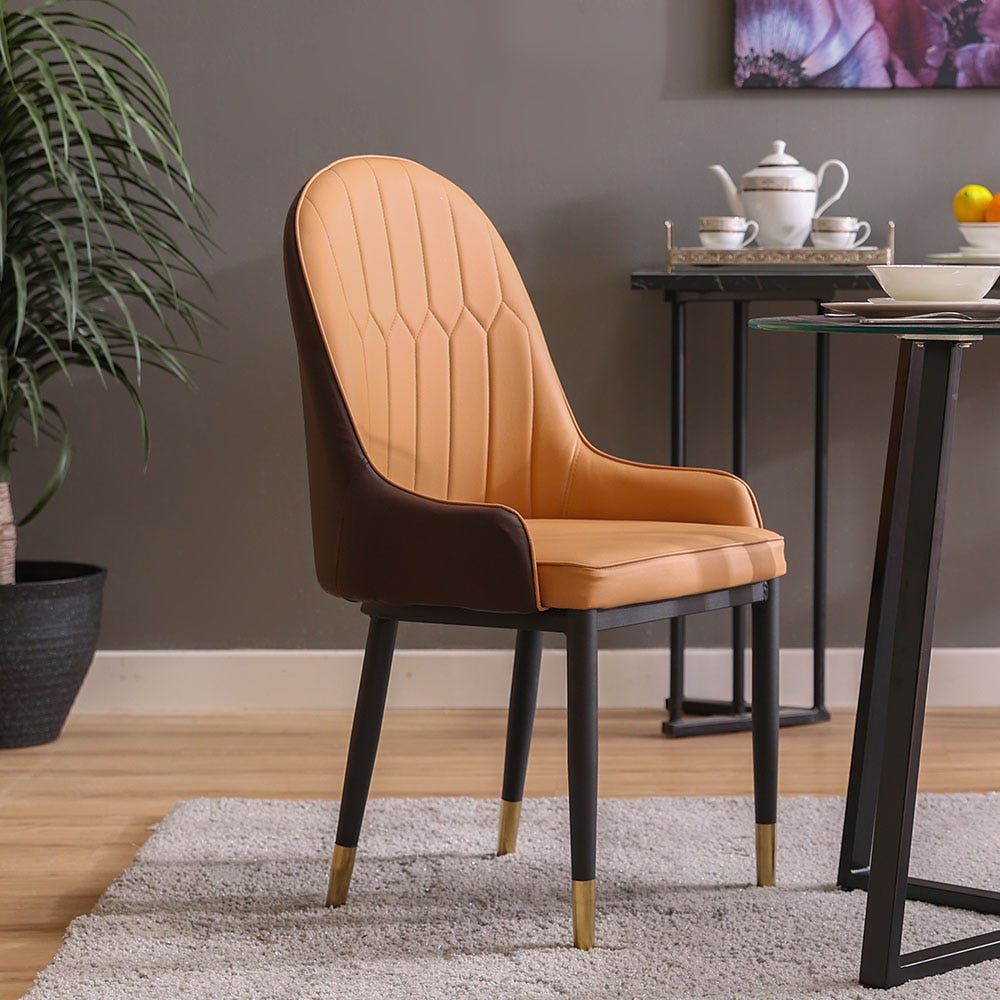 Tan leather deals dining chairs