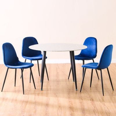 Safiro 1+4 Dining Set - Royal Blue/White 