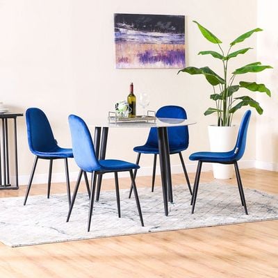 Safiro 1+4 Dining Set - Royal Blue/White 