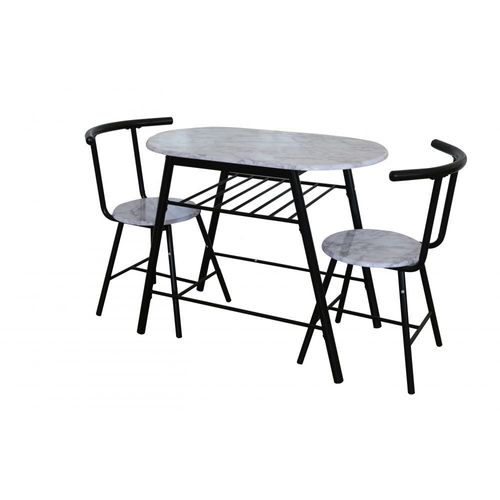 Pancho 1+2 Dining Set - Black/White - With 2-Year Warranty