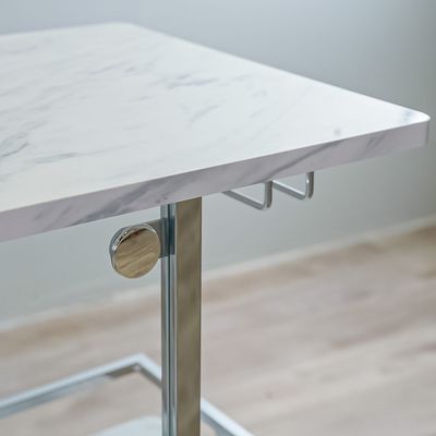 Junia Bar Table - White Marble / Chrome