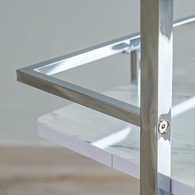 Junia Bar Table - White Marble / Chrome