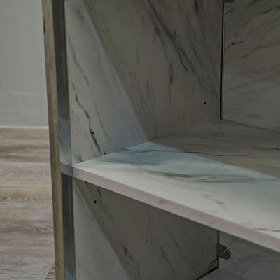 Junia Bar Table - White Marble / Chrome