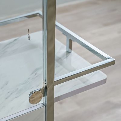 Junia Bar Table - White Marble / Chrome