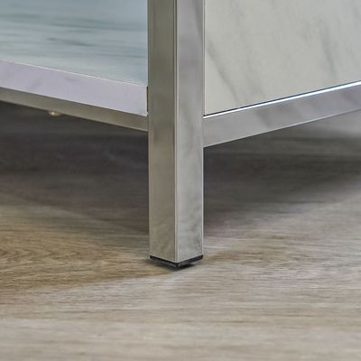 Junia Bar Table - White Marble / Chrome