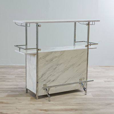 Junia Bar Table - White Marble / Chrome