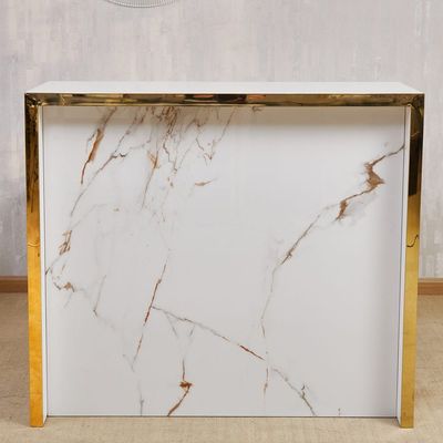 Tunesia Bar Cabinet Sintered stone- White/ Golden