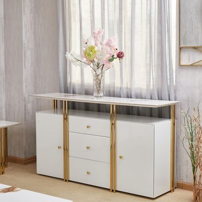 Tunesia Dining Sideboard Sintered stone- White/ Golden