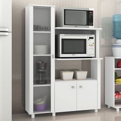Julieta Storage Cabinet with Oven Space - White/Glass