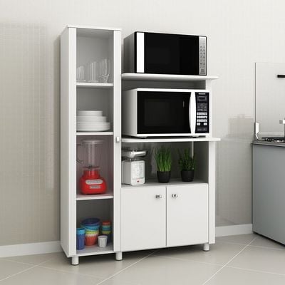 Julieta Storage Cabinet with Oven Space - White/Glass