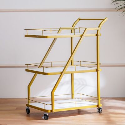 Marfa Dining 3 Tier Trolley - Gold