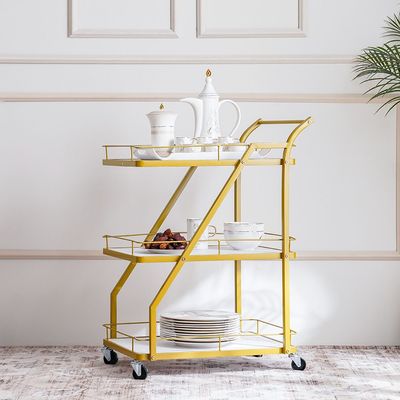 Marfa Dining 3 Tier Trolley - Gold