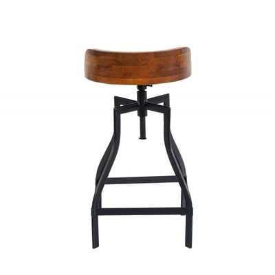 Anya Round Bar Stool with Adjustable Height - Walnut/Black - With 2-Year Warranty