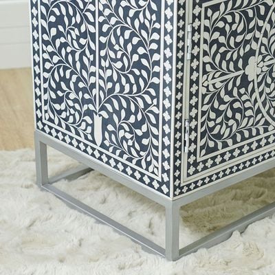 Optical Solid Wood Sideboard - Blue/Silver - With 2-Year Warranty