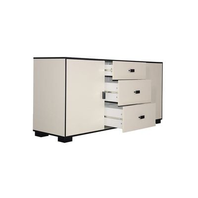 Zian Sideboard with Wine Rack -  Beige/Black - With 2-Year Warranty