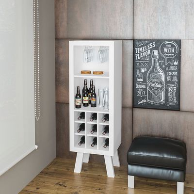 Zen Wine Cabinet with Storage - White - With 2-Year Warranty