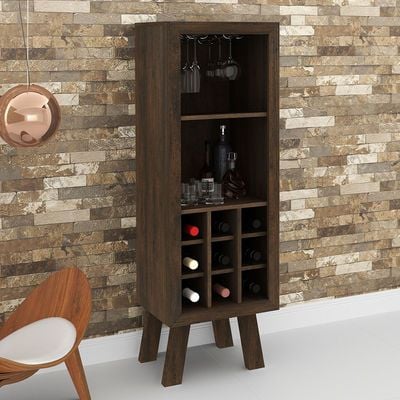 Zen Wine Cabinet with Storage - Rustic Brown - With 2-Year Warranty