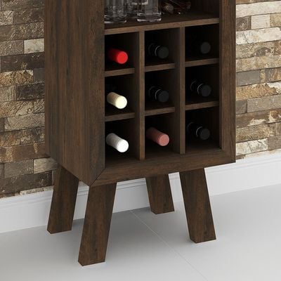 Zen Wine Cabinet with Storage - Rustic Brown - With 2-Year Warranty