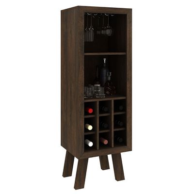 Zen Wine Cabinet with Storage - Rustic Brown - With 2-Year Warranty