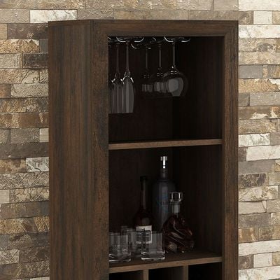 Zen Wine Cabinet with Storage - Rustic Brown - With 2-Year Warranty