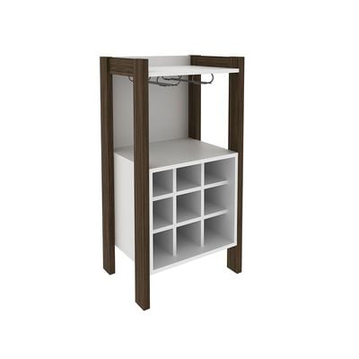 Lean Wine Cabinet - White/Walnut - With 2-Year Warranty