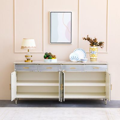 Renies Buffet Cabinet - White/Gold - With 2-Year Warranty