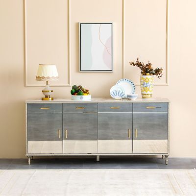 Renies Buffet Cabinet - White/Gold - With 2-Year Warranty