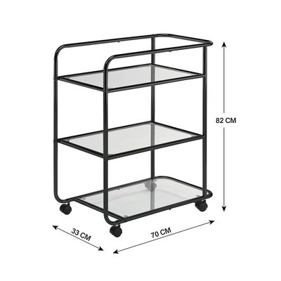Cosimo 3-Tier Serving Trolley - Black - With 2-Year Warranty