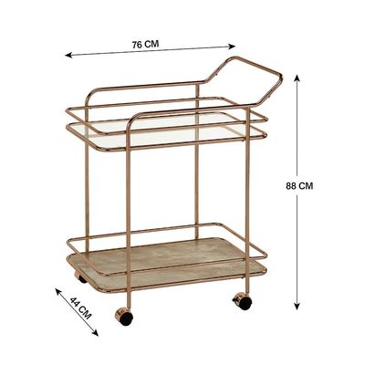 Hartin 2 Tier Serving Trolley- Champagne