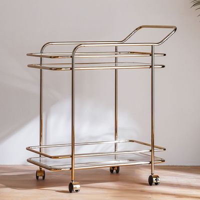 Hartin 2-Tier Serving Trolley - Champagne - With 2-Year Warranty