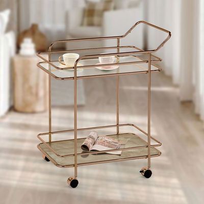 Hartin 2-Tier Serving Trolley - Champagne - With 2-Year Warranty
