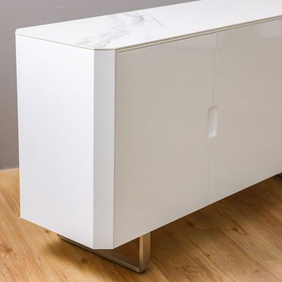 Monarch Sideboard - White/Brushed Silver - With 2-Year Warranty