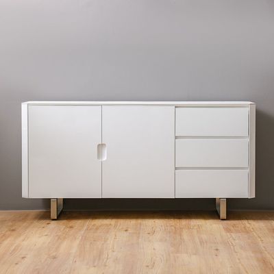 Monarch Sideboard - White/Brushed Silver - With 2-Year Warranty