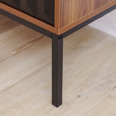 Dello Sideboard with 3-Door Storage and Bottle Rack - Walnut/Black - With 2-Year Warranty