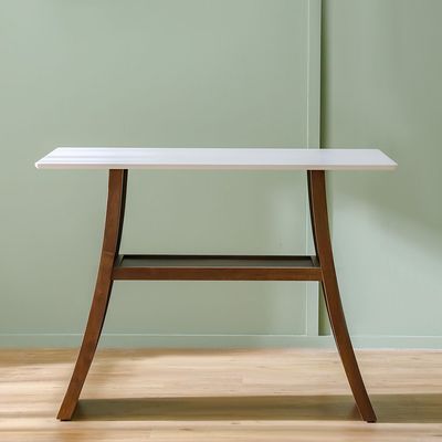 Aurelia Solid Wood Bar Counter - Walnut/Beige - With 2-Year Warranty