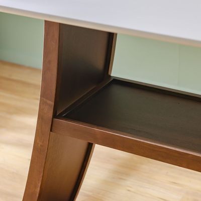 Aurelia Solid Wood Bar Counter - Walnut/Beige - With 2-Year Warranty