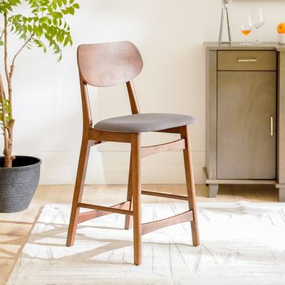 Aurelia Solidwood Bar Chair - Walnut/Charcoal