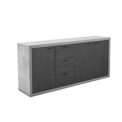 Pletora Buffet Cabinet - Cement Grey/Dark Oak - With 2-Year Warranty