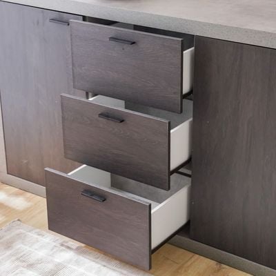 Pletora Buffet Cabinet - Cement Grey/Dark Oak - With 2-Year Warranty