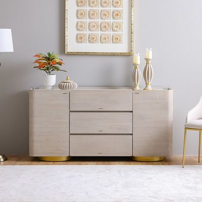 Margaret Buffet Cabinet - Beige/Terrazo/Gold - With 3-Year Warranty