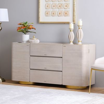 Margaret Buffet Cabinet - Beige/Terrazo/Gold - With 3-Year Warranty