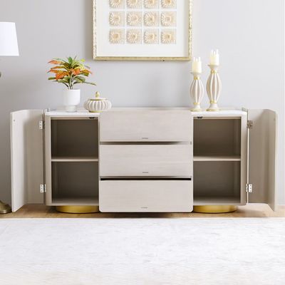 Margaret Buffet Cabinet - Beige/Terrazo/Gold - With 3-Year Warranty